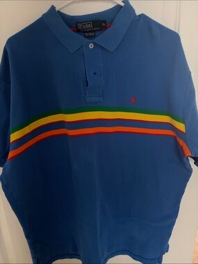 Polo by Ralph Lauren Royal Blue Polo with Multicolor Stripes